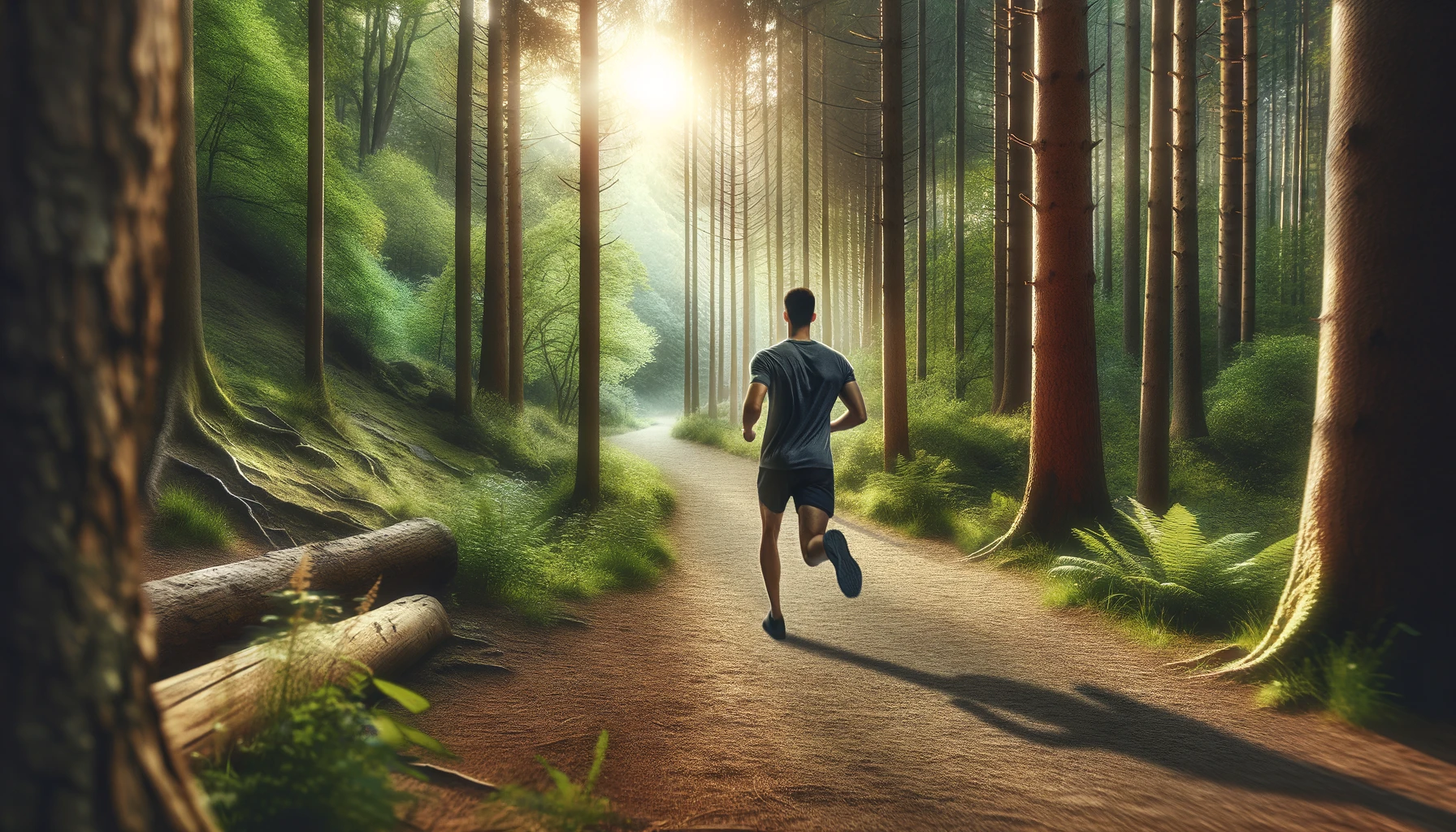 Outdoor Workouts-A man jogs along a natural trail in a forest.